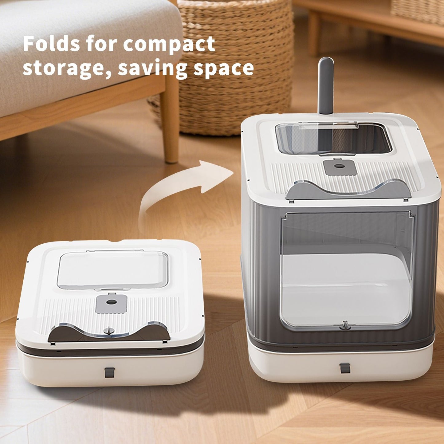 Drawer Style Cat Litter Box,Foldable Collapsible Design - Osher Pets