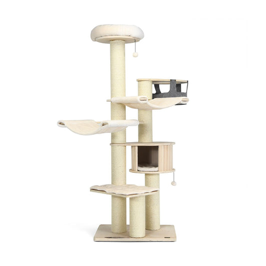 77.5 Inch Cat Tree Condo Multi - Level Kitten Activity Tower with Sisal Posts - Osher Pets