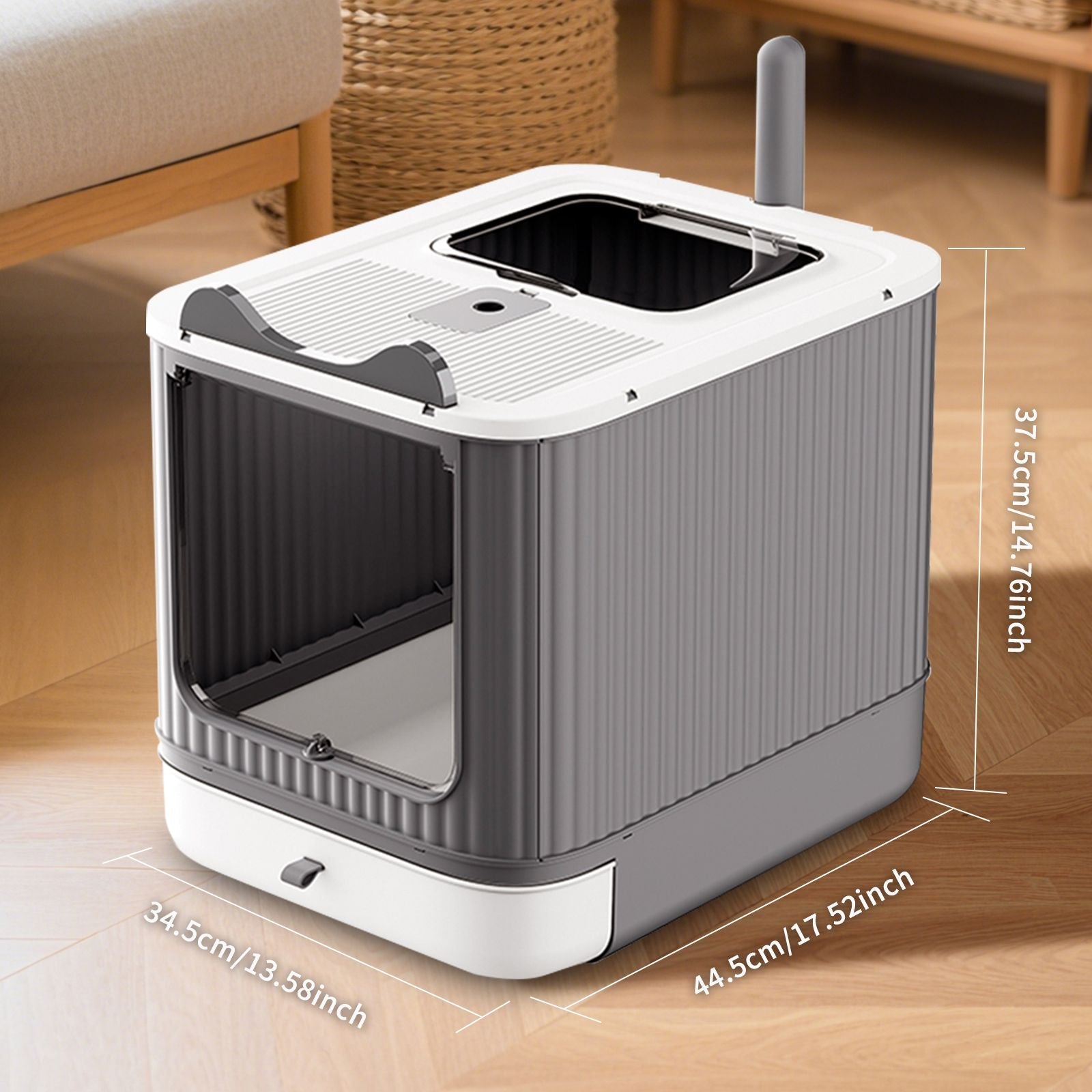 Drawer Style Cat Litter Box,Foldable Collapsible Design - Osher Pets