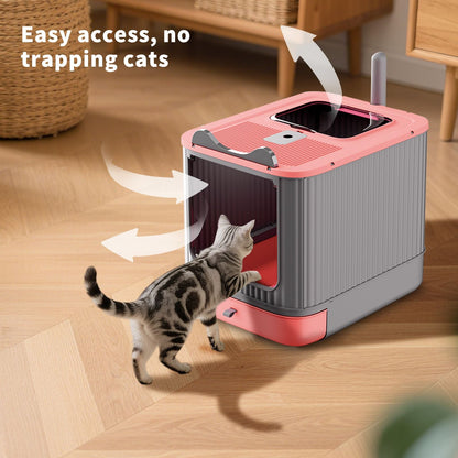 Drawer Style Cat Litter Box,Foldable Collapsible Design - Osher Pets
