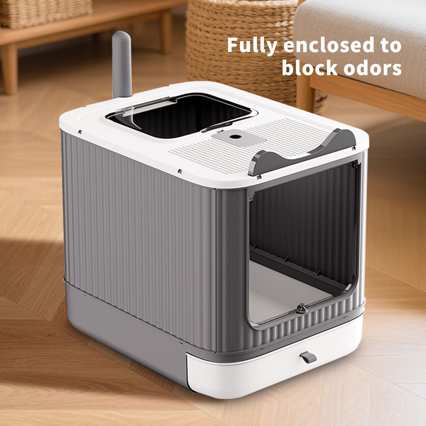 Drawer Style Cat Litter Box,Foldable Collapsible Design - Osher Pets