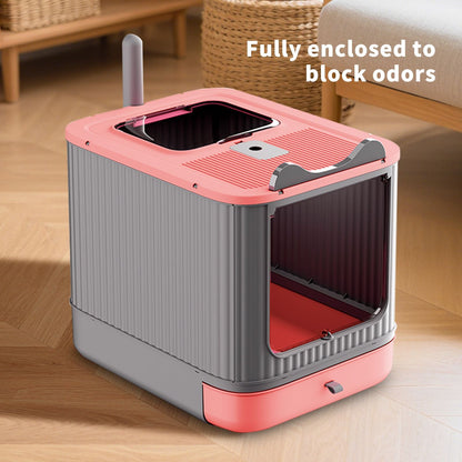 Drawer Style Cat Litter Box,Foldable Collapsible Design - Osher Pets