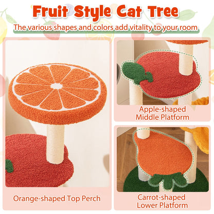 Multi - level Cat Tree Pet Activity Center with Fruit - shaped Platforms - Osher Pets
