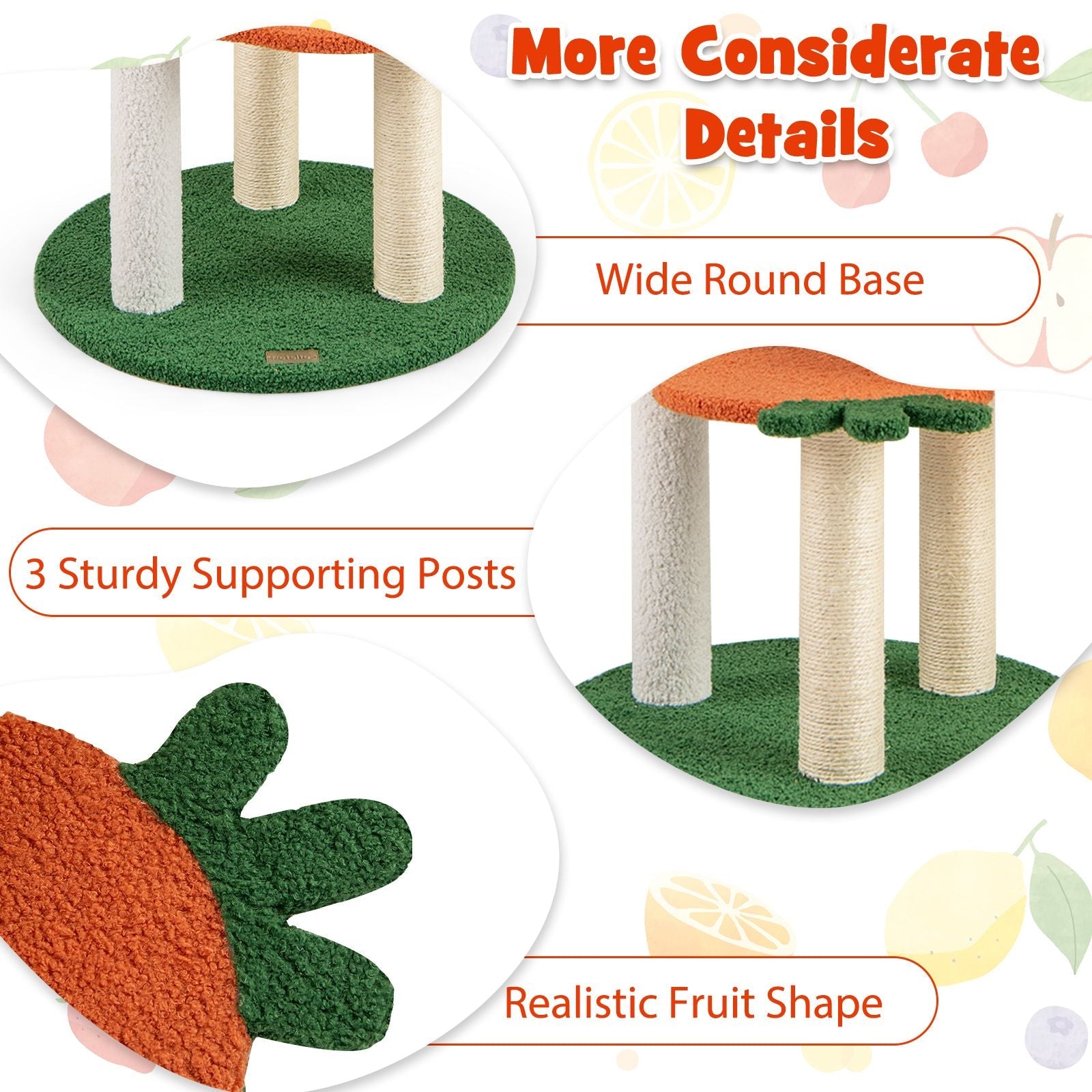 Multi - level Cat Tree Pet Activity Center with Fruit - shaped Platforms - Osher Pets