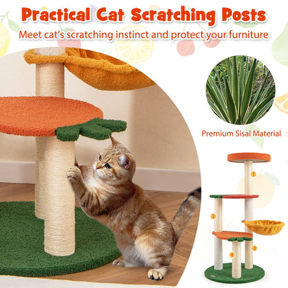 Multi - level Cat Tree Pet Activity Center with Fruit - shaped Platforms - Osher Pets