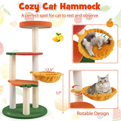 Multi - level Cat Tree Pet Activity Center with Fruit - shaped Platforms - Osher Pets