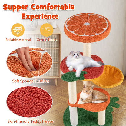 Multi - level Cat Tree Pet Activity Center with Fruit - shaped Platforms - Osher Pets