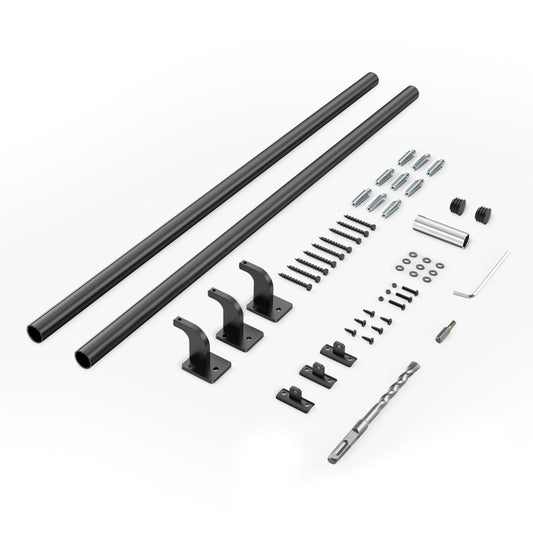 Wall Mounted Stair Handrail, 6ft Pipe Staircase Handrail, Black Galvanized Aluminum, 1.26 inch Pipe Diameter, Indoor&Outdoor Staircase Railing,Industrial Hand Rail for Steps,Security Baluster - Osher Pets